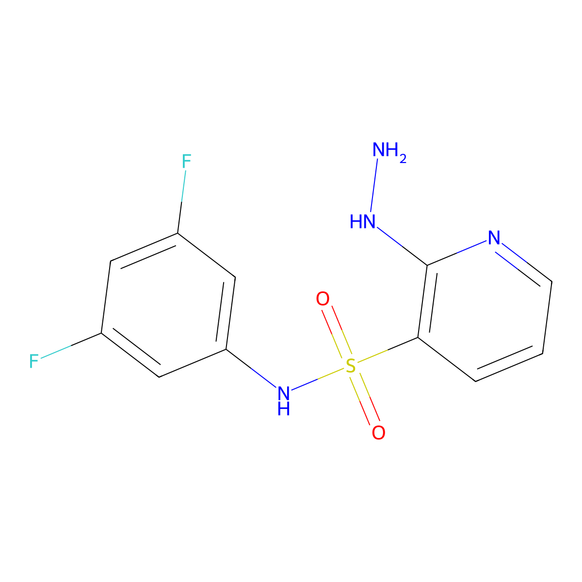 N-(3,5-difluorophenyl)-2-hydrazinopyridine-3-sulfonamide molecular structure, CAS 1155081-22-3