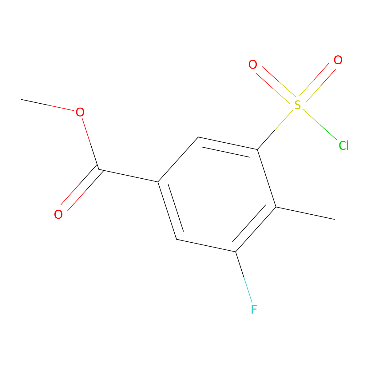 Methyl 3-(chlorosulfonyl)-5-fluoro-4-methylbenzoate molecular structure, CAS 1155083-93-4