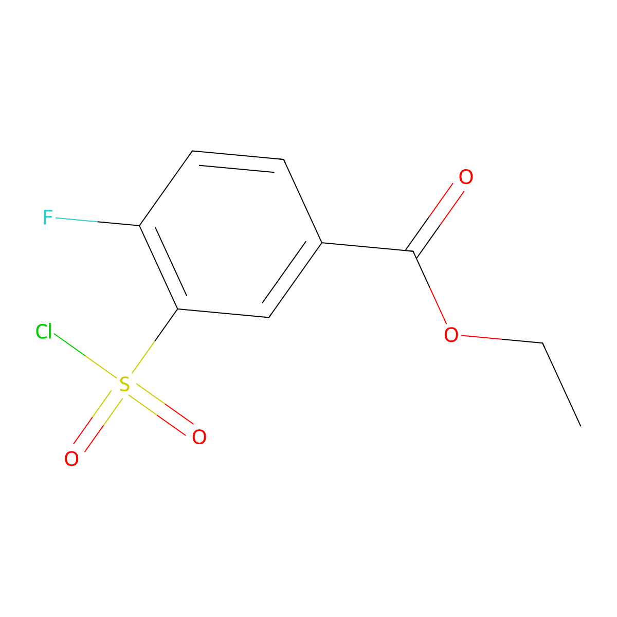 Ethyl 3-(chlorosulfonyl)-4-fluorobenzoate molecular structure, CAS 1155084-23-3