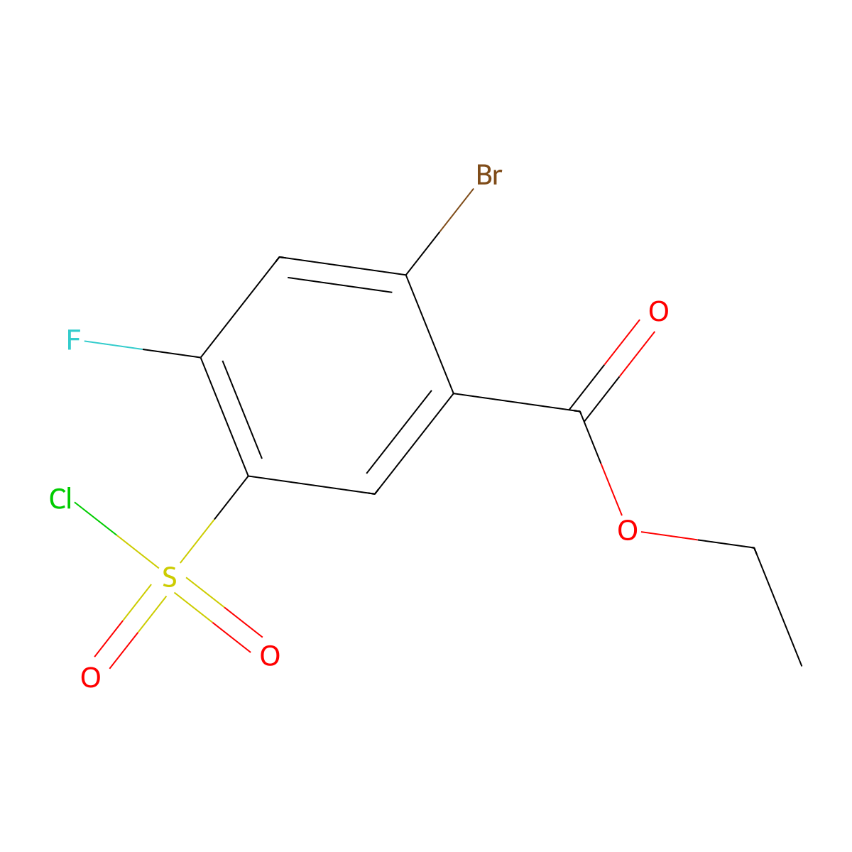Ethyl 2-bromo-5-(chlorosulfonyl)-4-fluorobenzoate molecular structure, CAS 1155084-72-2