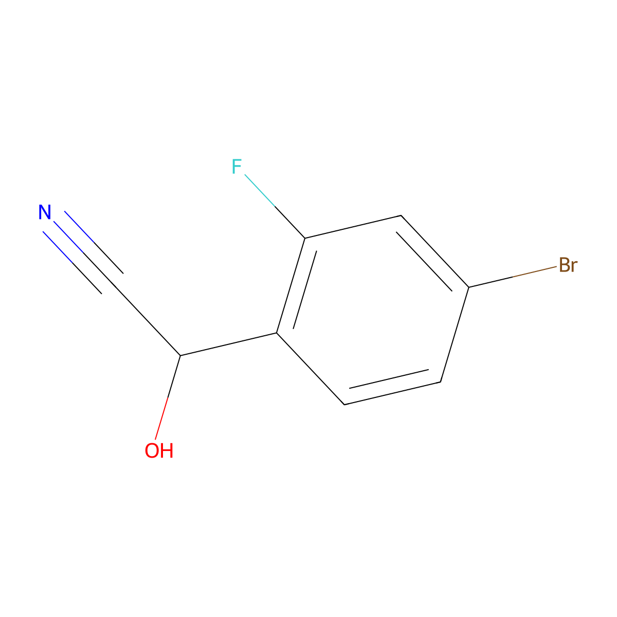 2-(4-Bromo-2-fluorophenyl)-2-hydroxyacetonitrile molecular structure, CAS 1155087-12-9