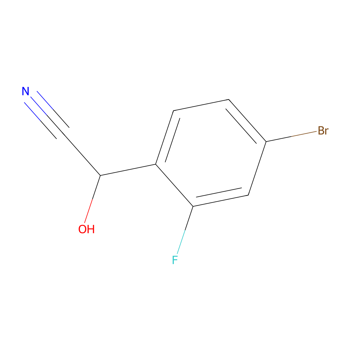 2-(4-Bromo-2-fluorophenyl)-2-hydroxyacetonitrile molecular structure, CAS 1155087-12-9
