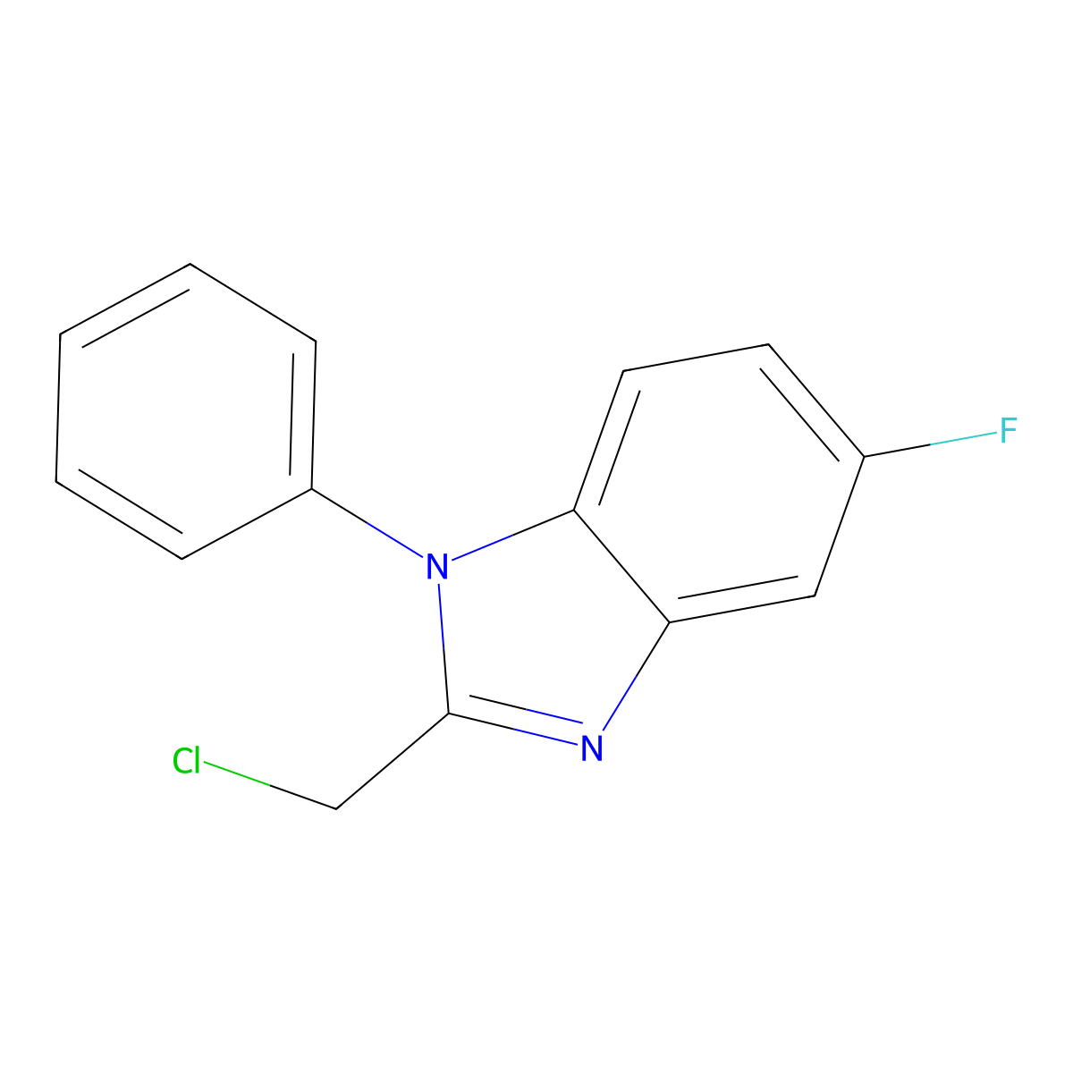 2-(chloromethyl)-5-fluoro-1-phenyl-1H-1,3-benzodiazole molecular structure, CAS 1155094-40-8