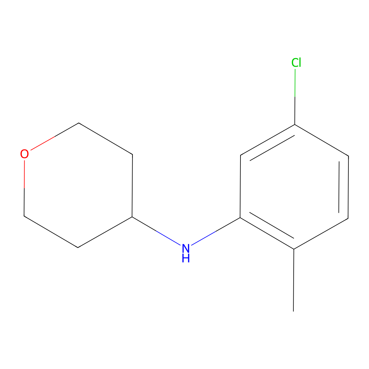 N-(5-chloro-2-methylphenyl)oxan-4-amine molecular structure, CAS 1155102-91-2