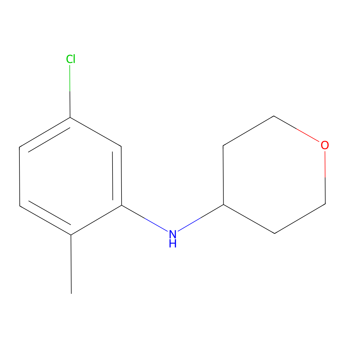 N-(5-chloro-2-methylphenyl)oxan-4-amine molecular structure, CAS 1155102-91-2