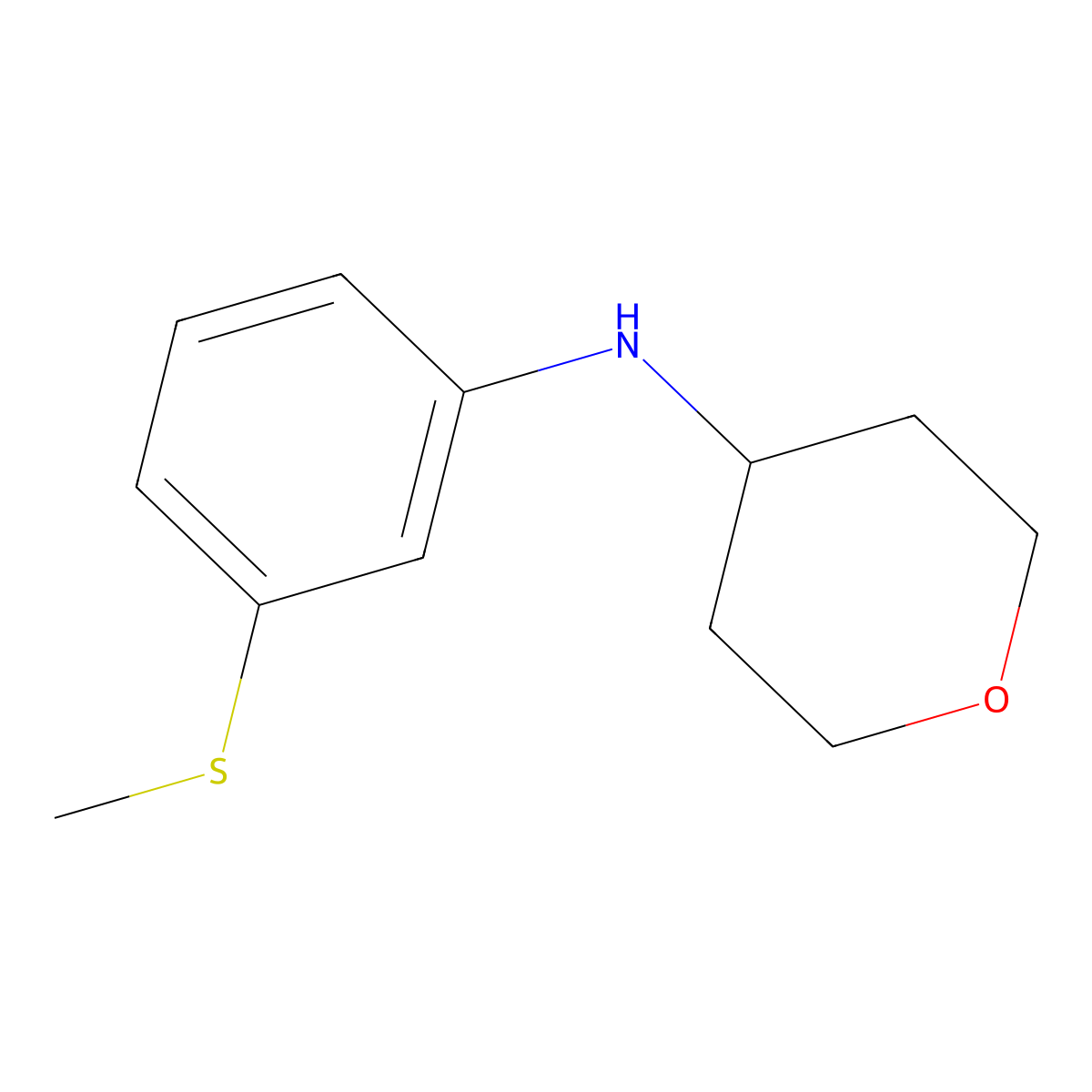 N-[3-(Methylsulfanyl)phenyl]oxan-4-amine molecular structure, CAS 1155103-55-1
