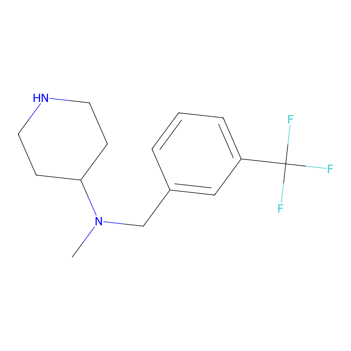 N-Methyl-N-{[3-(trifluoromethyl)phenyl]methyl}piperidin-4-amine molecular structure, CAS 1155107-33-7