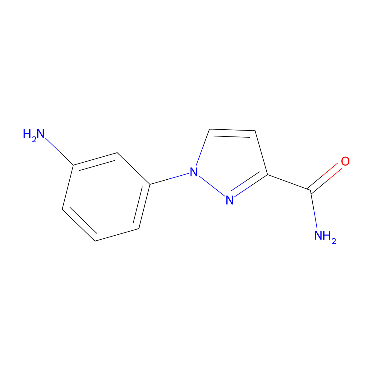 1-(3-aminophenyl)-1H-pyrazole-3-carboxamide molecular structure, CAS 1155123-85-5