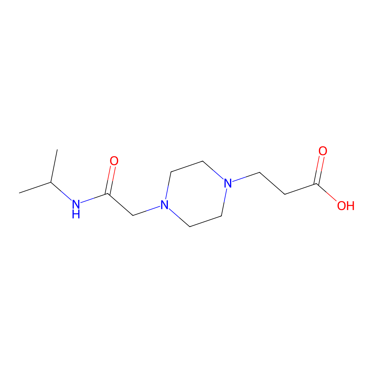 3-(4-{[(Propan-2-yl)carbamoyl]methyl}piperazin-1-yl)propanoic acid molecular structure, CAS 1155131-41-1