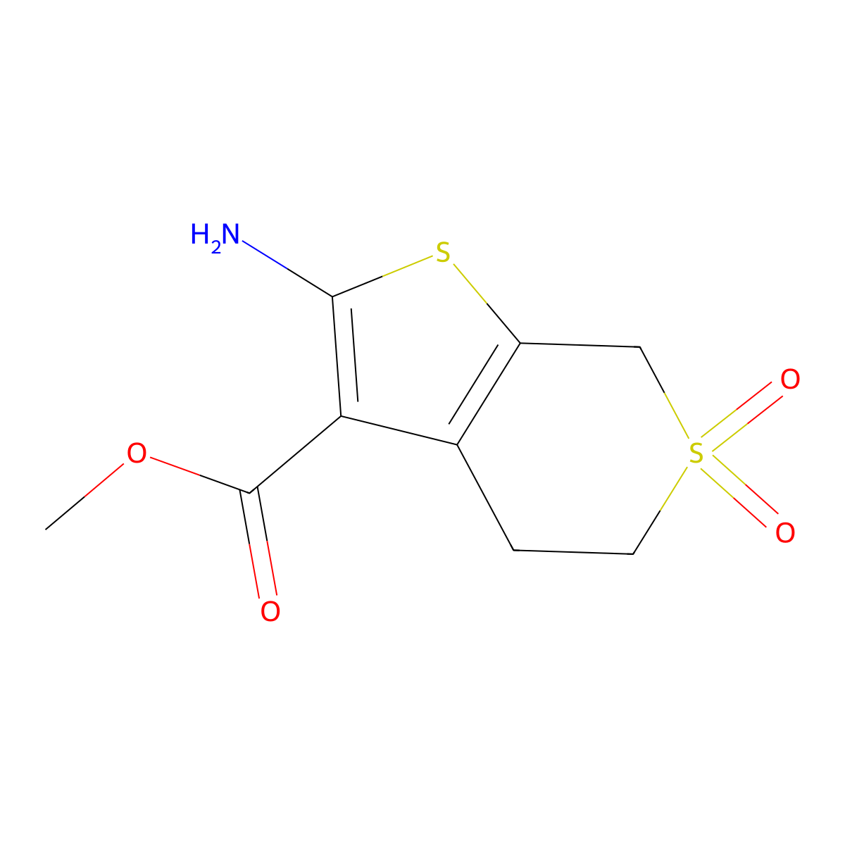 methyl 2-amino-6,6-dioxo-4H,5H,7H-6lambda6-thieno[2,3-c]thiopyran-3-carboxylate molecular structure, CAS 1155137-72-6