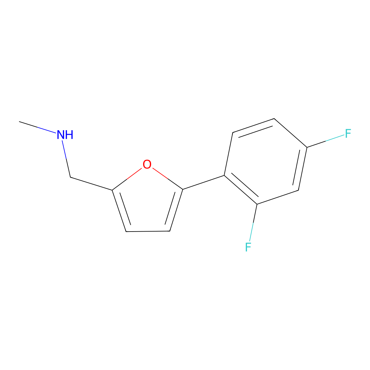 1-(5-(2,4-Difluorophenyl)furan-2-yl)-N-methylmethanamine molecular structure, CAS 1155138-55-8