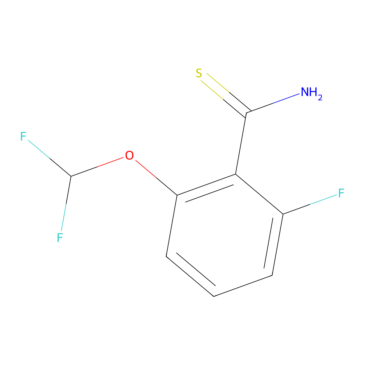 2-(Difluoromethoxy)-6-fluorobenzene-1-carbothioamide molecular structure, CAS 1155138-78-5