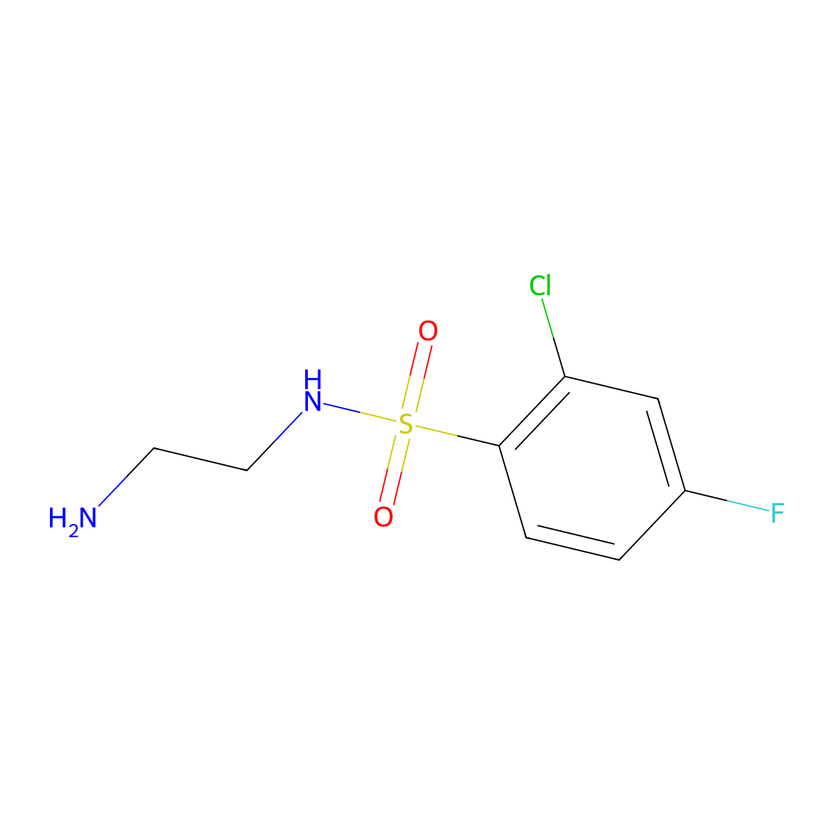 N-(2-Aminoethyl)-2-chloro-4-fluorobenzene-1-sulfonamide molecular structure, CAS 1155139-97-1