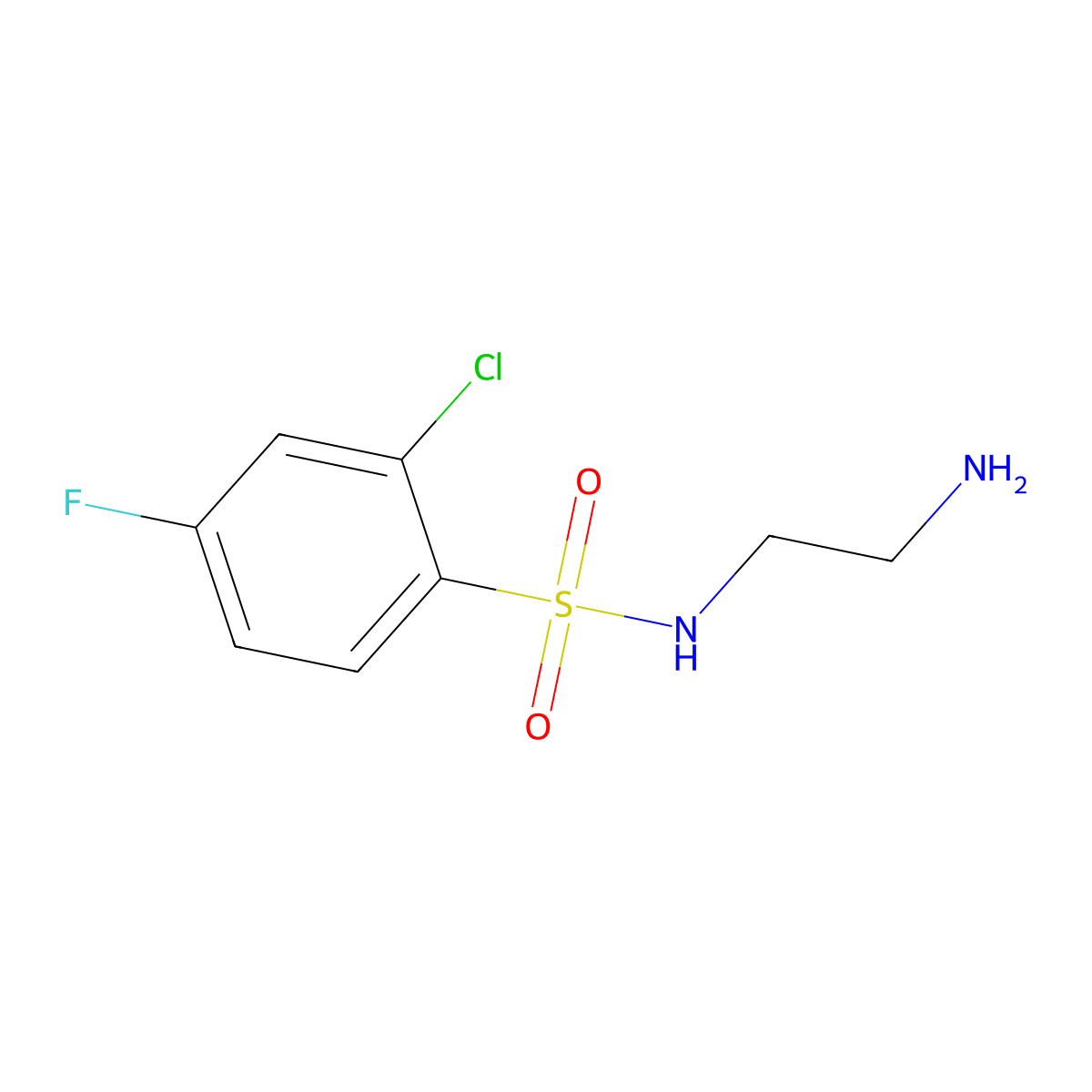 N-(2-Aminoethyl)-2-chloro-4-fluorobenzene-1-sulfonamide molecular structure, CAS 1155139-97-1