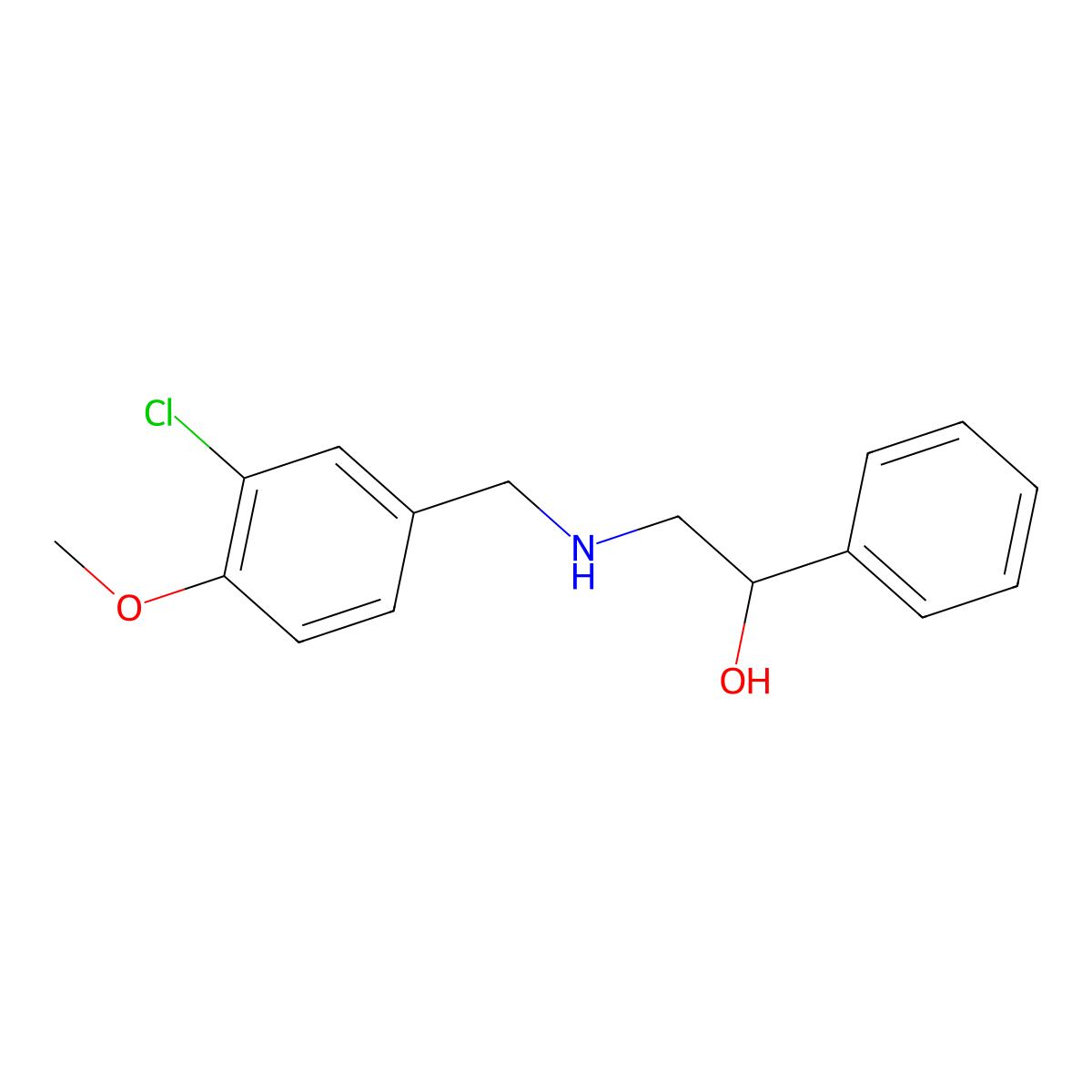 alpha-[[[(3-Chloro-4-methoxyphenyl)methyl]amino]methyl]benzenemethanol molecular structure, CAS 115514-78-8