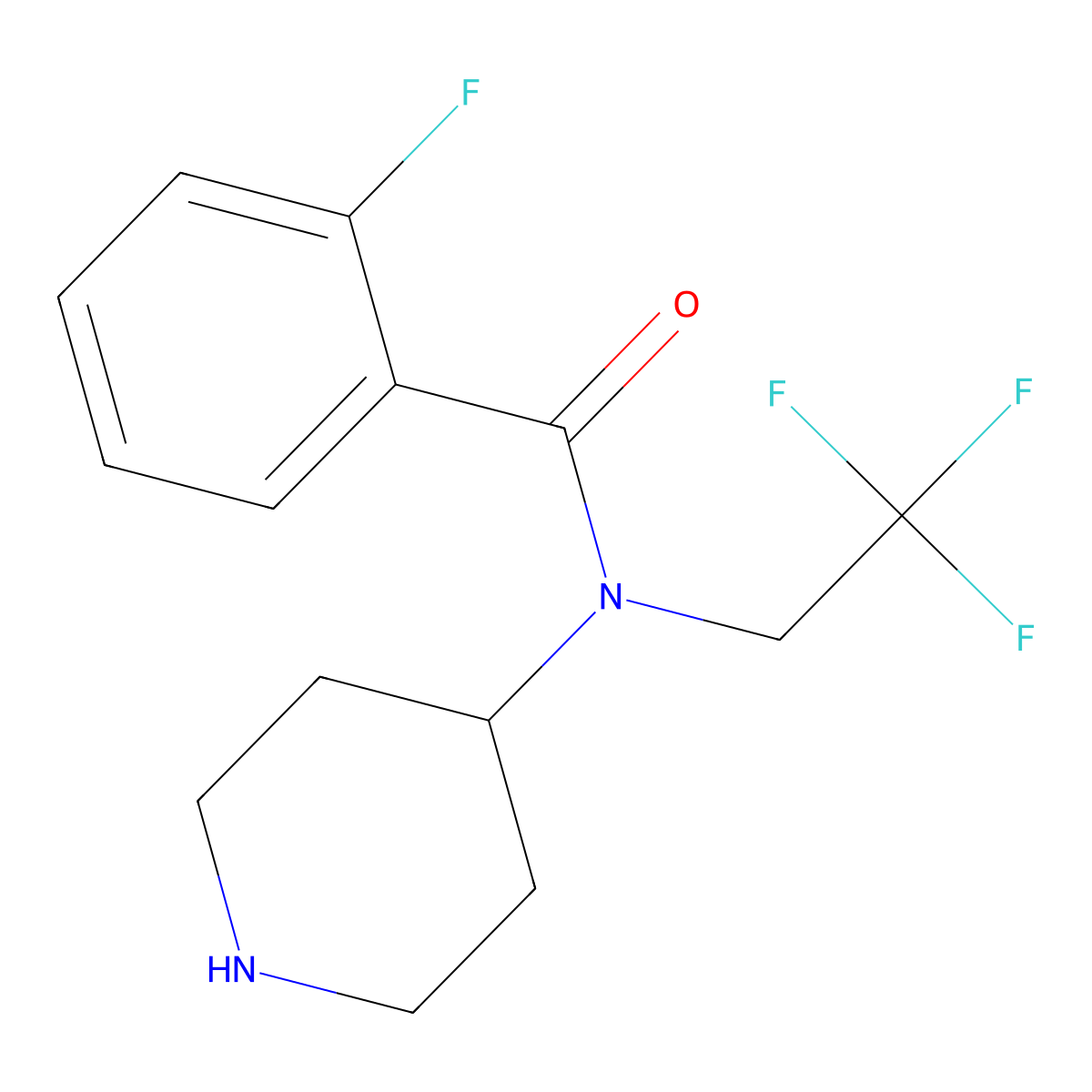 2-fluoro-N-(piperidin-4-yl)-N-(2,2,2-trifluoroethyl)benzamide molecular structure, CAS 1155143-00-2