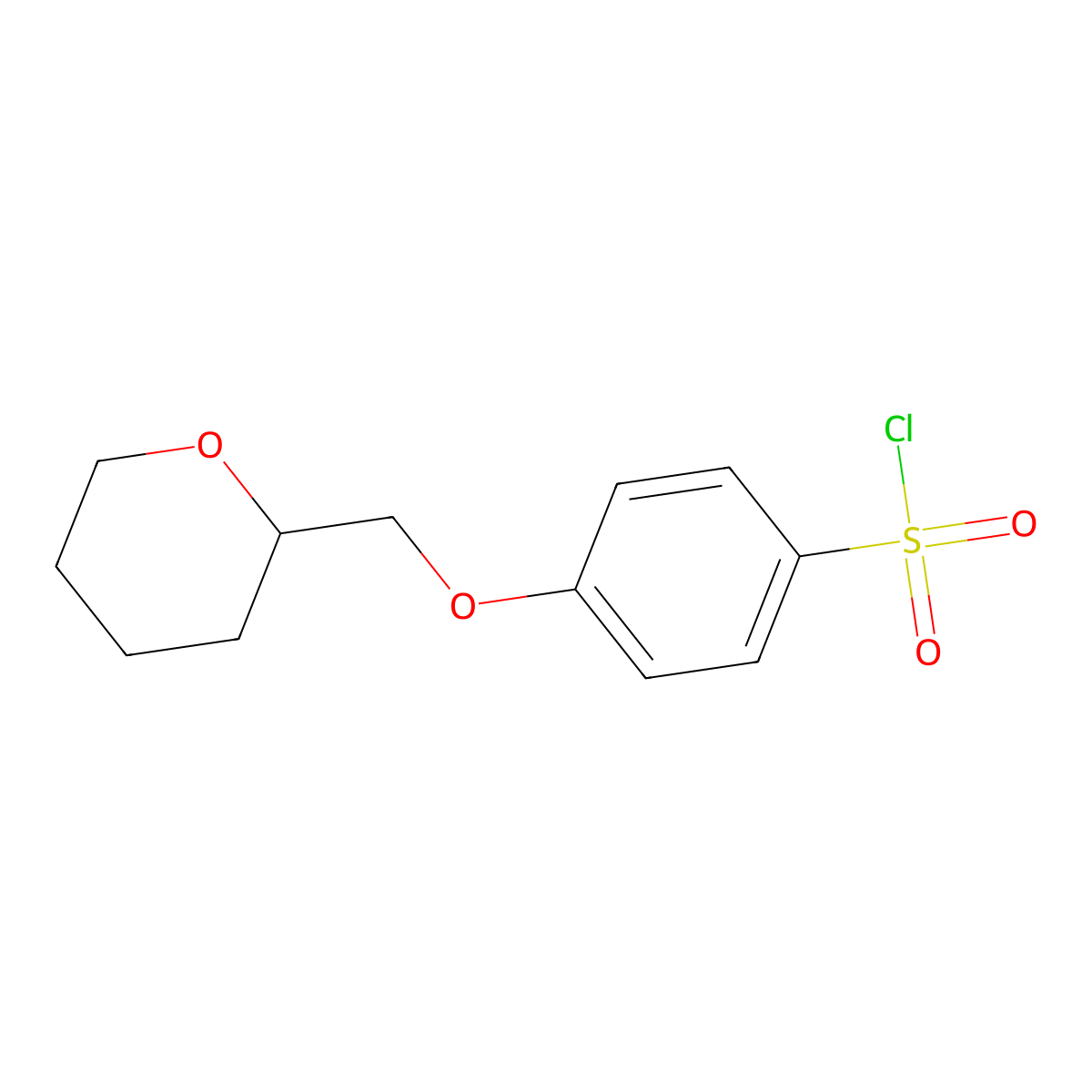 4-(Oxan-2-ylmethoxy)benzene-1-sulfonyl chloride molecular structure, CAS 1155146-74-9
