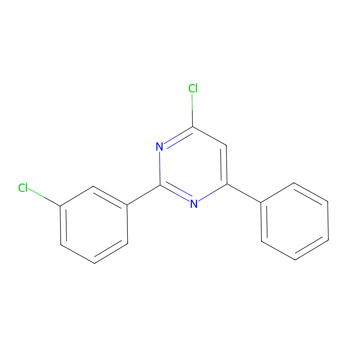 4-Chloro-2-(3-chlorophenyl)-6-phenylpyrimidine molecular structure, CAS 1155152-53-6