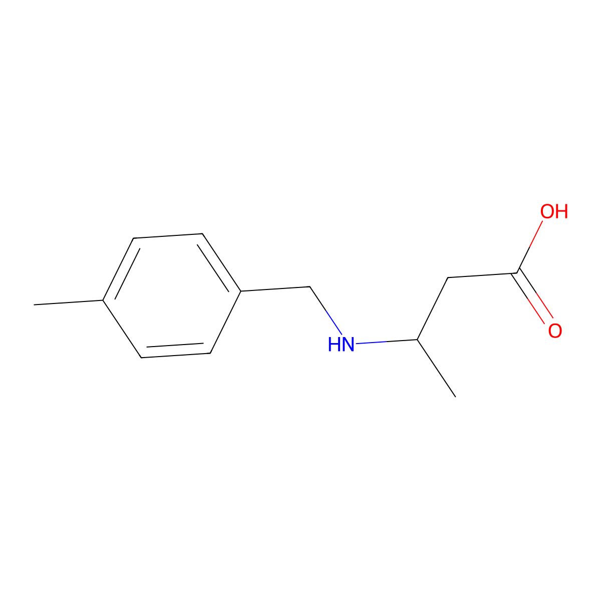 3-{[(4-Methylphenyl)methyl]amino}butanoic acid molecular structure, CAS 1155159-04-8