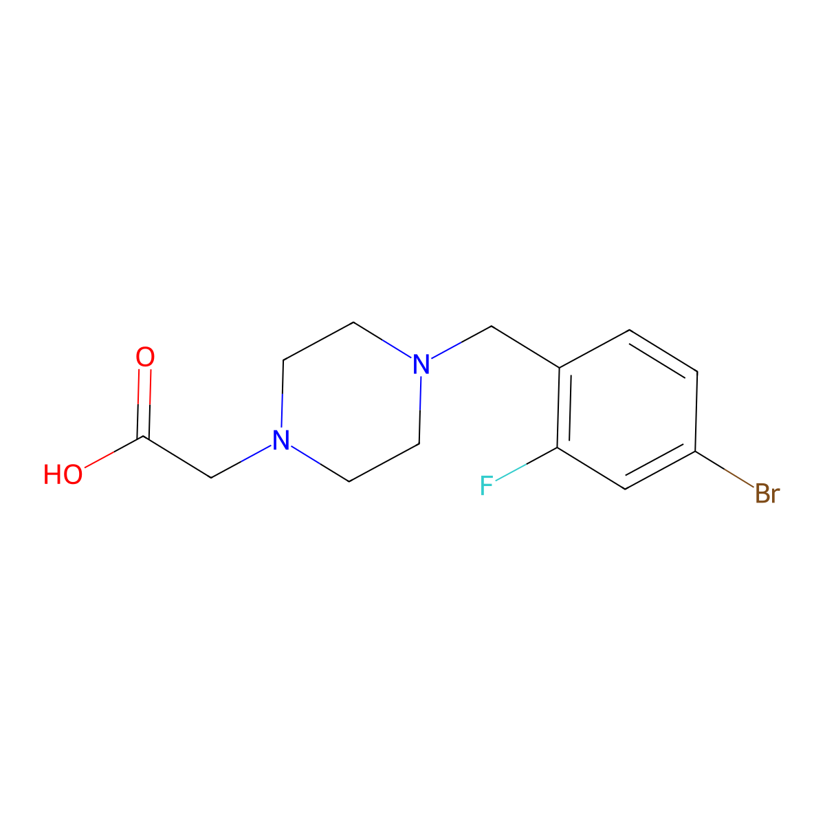 2-(4-(4-Bromo-2-fluorobenzyl)piperazin-1-yl)acetic acid molecular structure, CAS 1155159-65-1