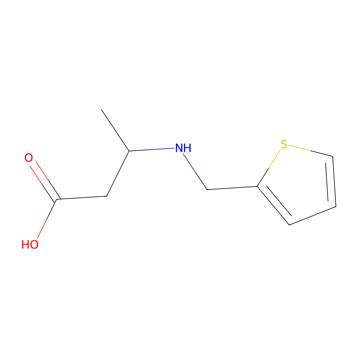 3-{[(Thiophen-2-yl)methyl]amino}butanoic acid molecular structure, CAS 1155159-69-5