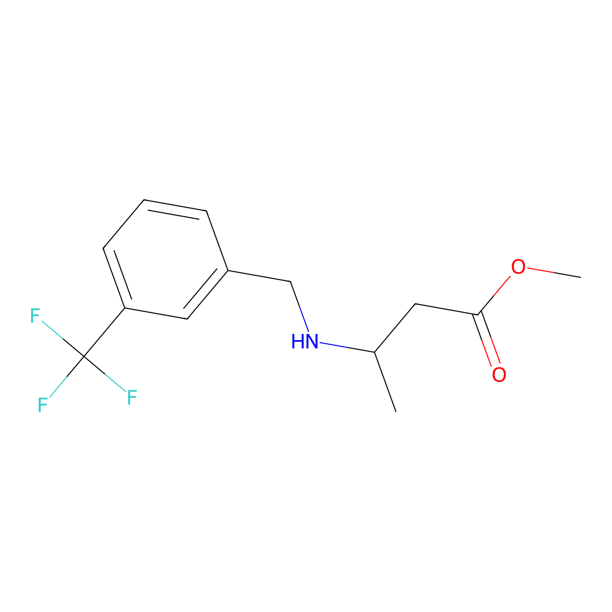 Methyl 3-({[3-(trifluoromethyl)phenyl]methyl}amino)butanoate molecular structure, CAS 1155160-11-4