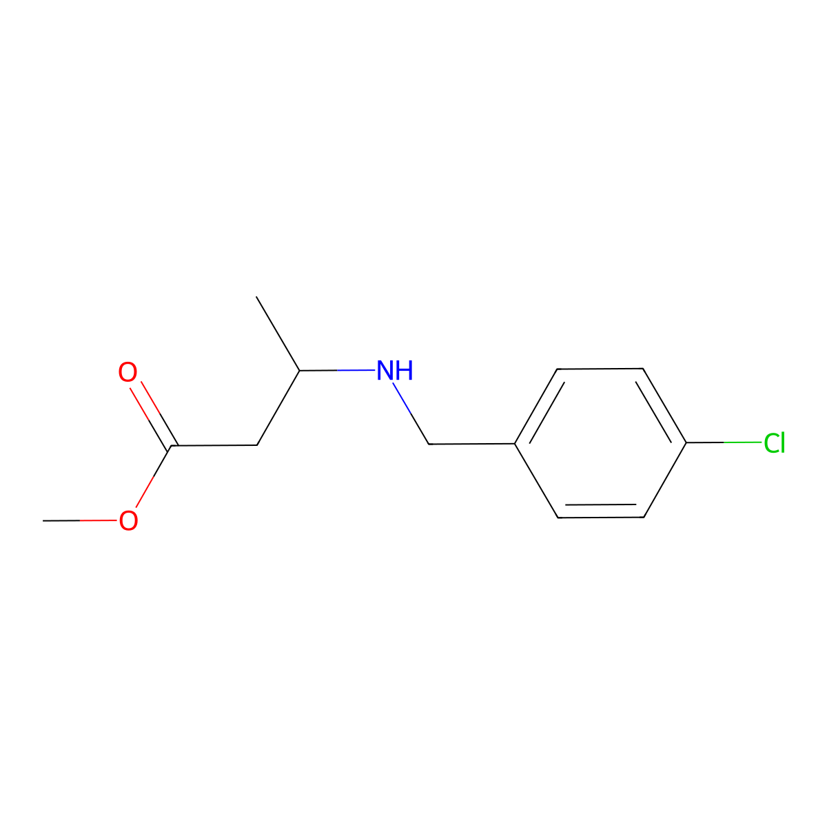 Methyl 3-{[(4-chlorophenyl)methyl]amino}butanoate molecular structure, CAS 1155161-13-9