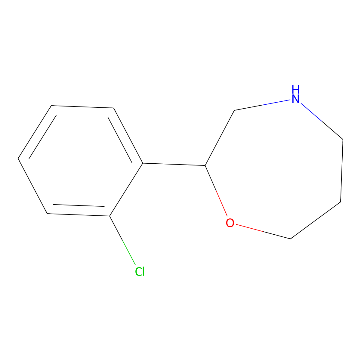 2-(2-Chlorophenyl)-1,4-oxazepane molecular structure, CAS 1155163-26-0