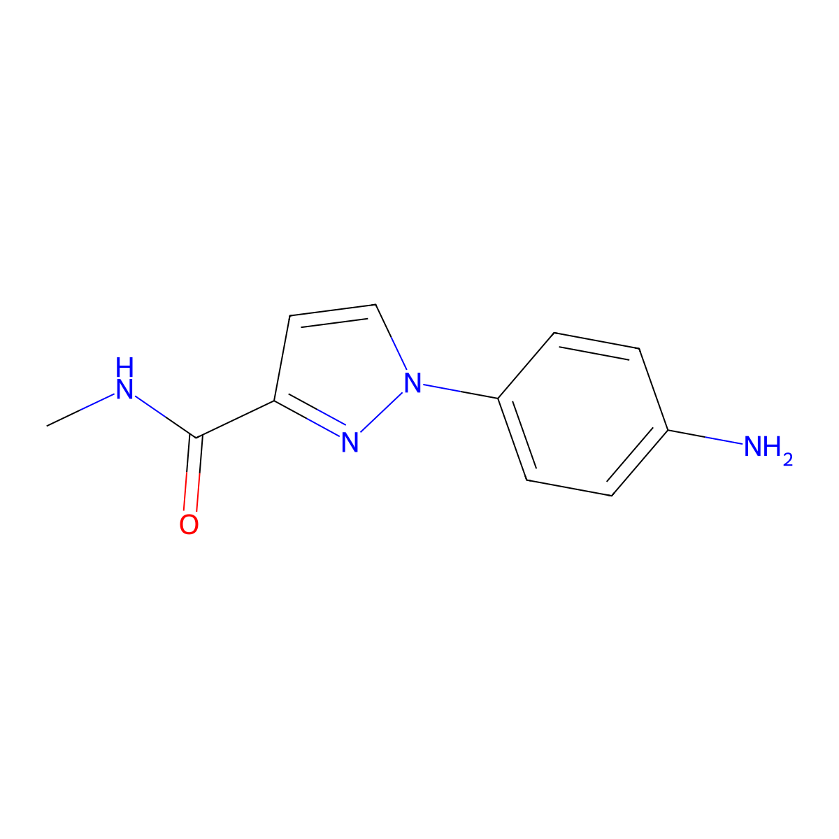 1-(4-aminophenyl)-N-methyl-1H-pyrazole-3-carboxamide molecular structure, CAS 1155164-75-2