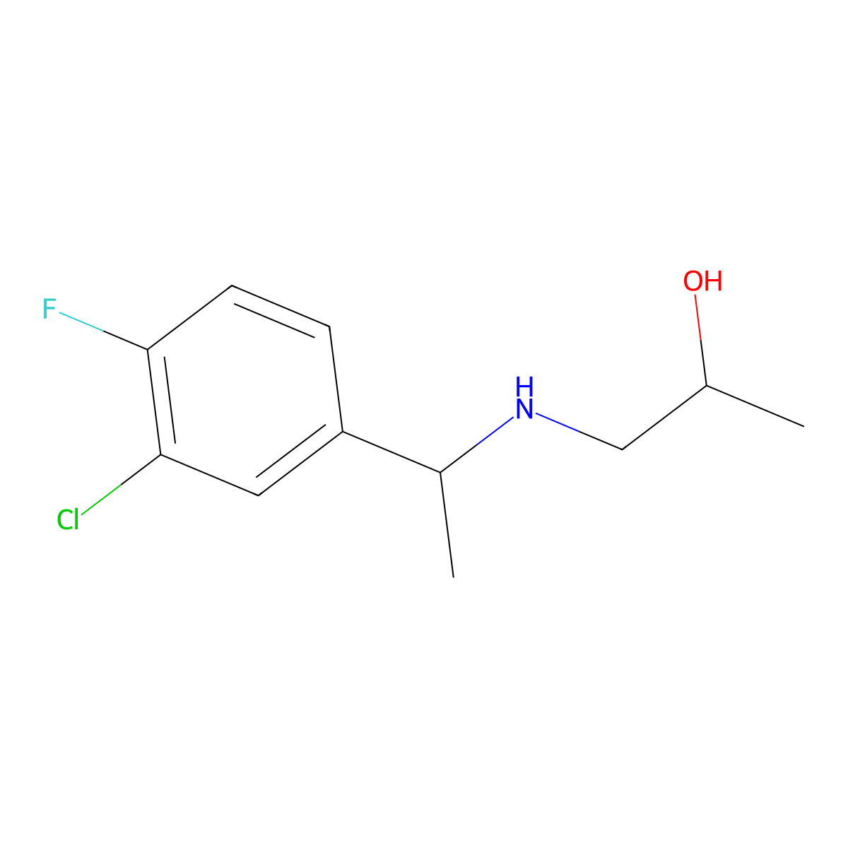 1-{[1-(3-Chloro-4-fluorophenyl)ethyl]amino}propan-2-ol molecular structure, CAS 1155165-36-8