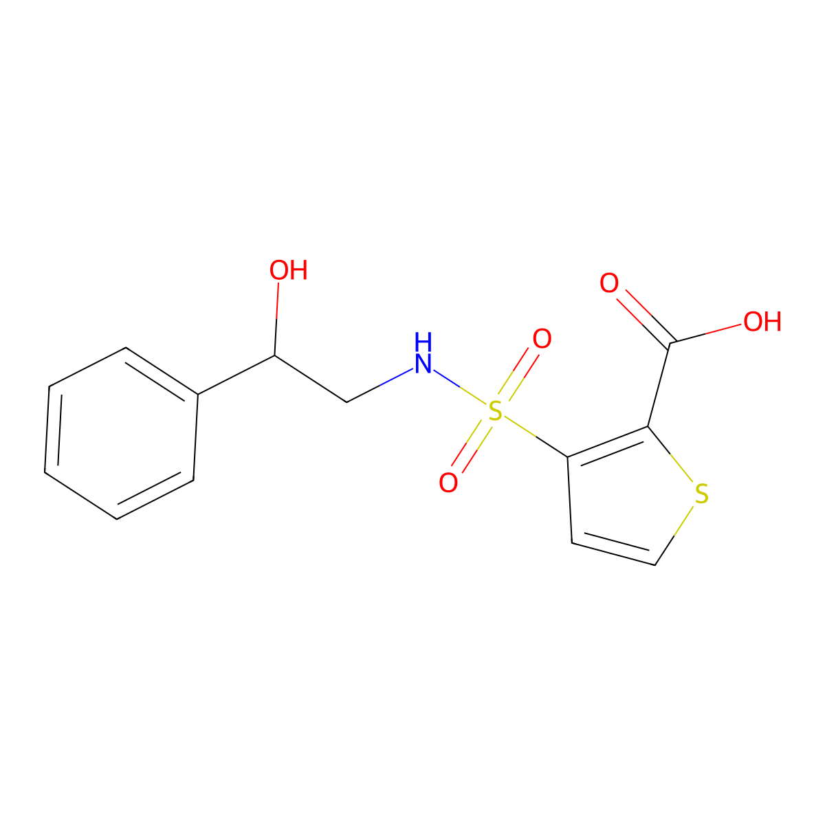 3-[(2-Hydroxy-2-phenylethyl)sulfamoyl]thiophene-2-carboxylic acid molecular structure, CAS 1155165-61-9