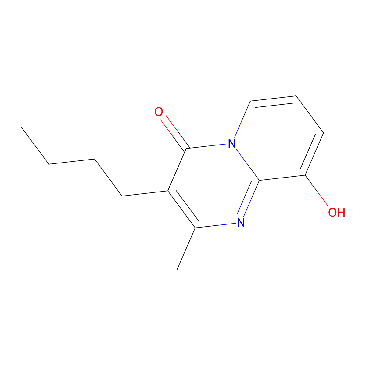 3-butyl-9-hydroxy-2-methyl-4H-pyrido(1,2-a)pyrimidin-4-one molecular structure, CAS 1155238-81-5