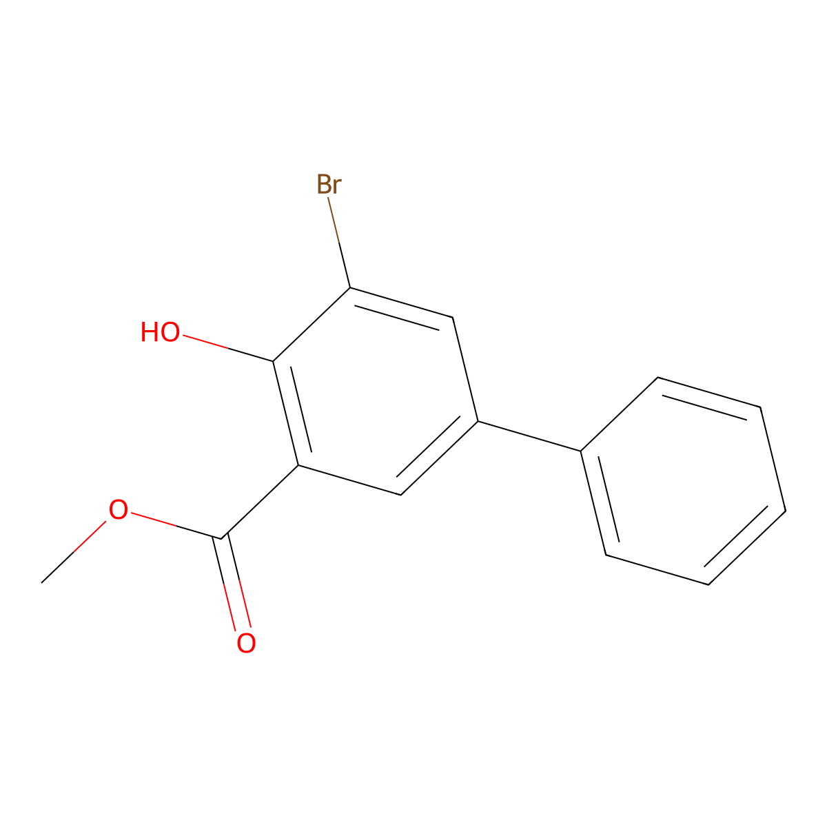 Methyl 3-bromo-2-hydroxy-5-phenylbenzoate molecular structure, CAS 1155261-80-5