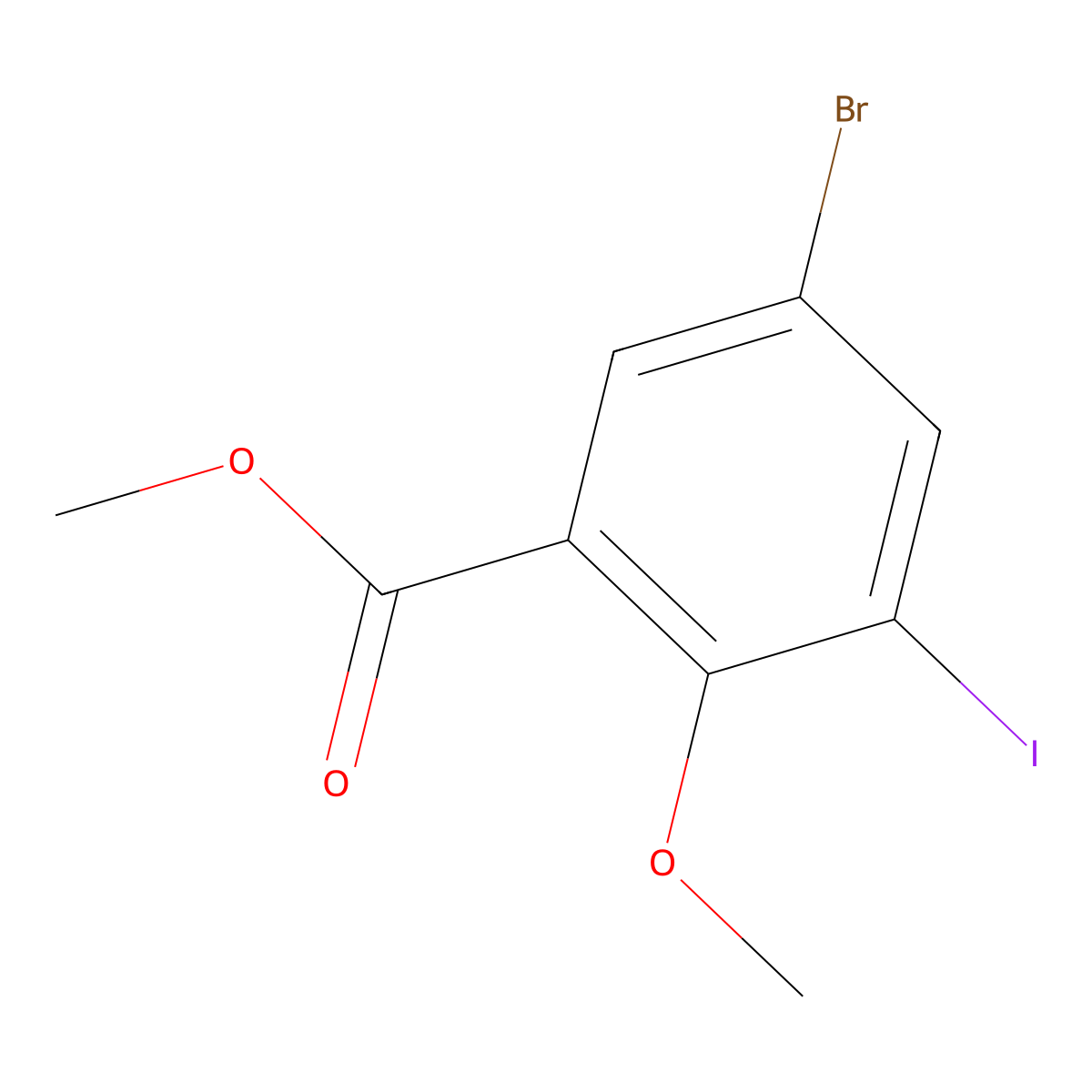 Methyl 5-bromo-3-iodo-2-methoxybenzoate molecular structure, CAS 1155261-81-6