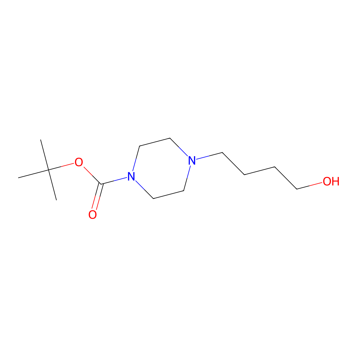 Tert-butyl 4-(4-hydroxybutyl)piperazine-1-carboxylate molecular structure, CAS 1155269-82-1