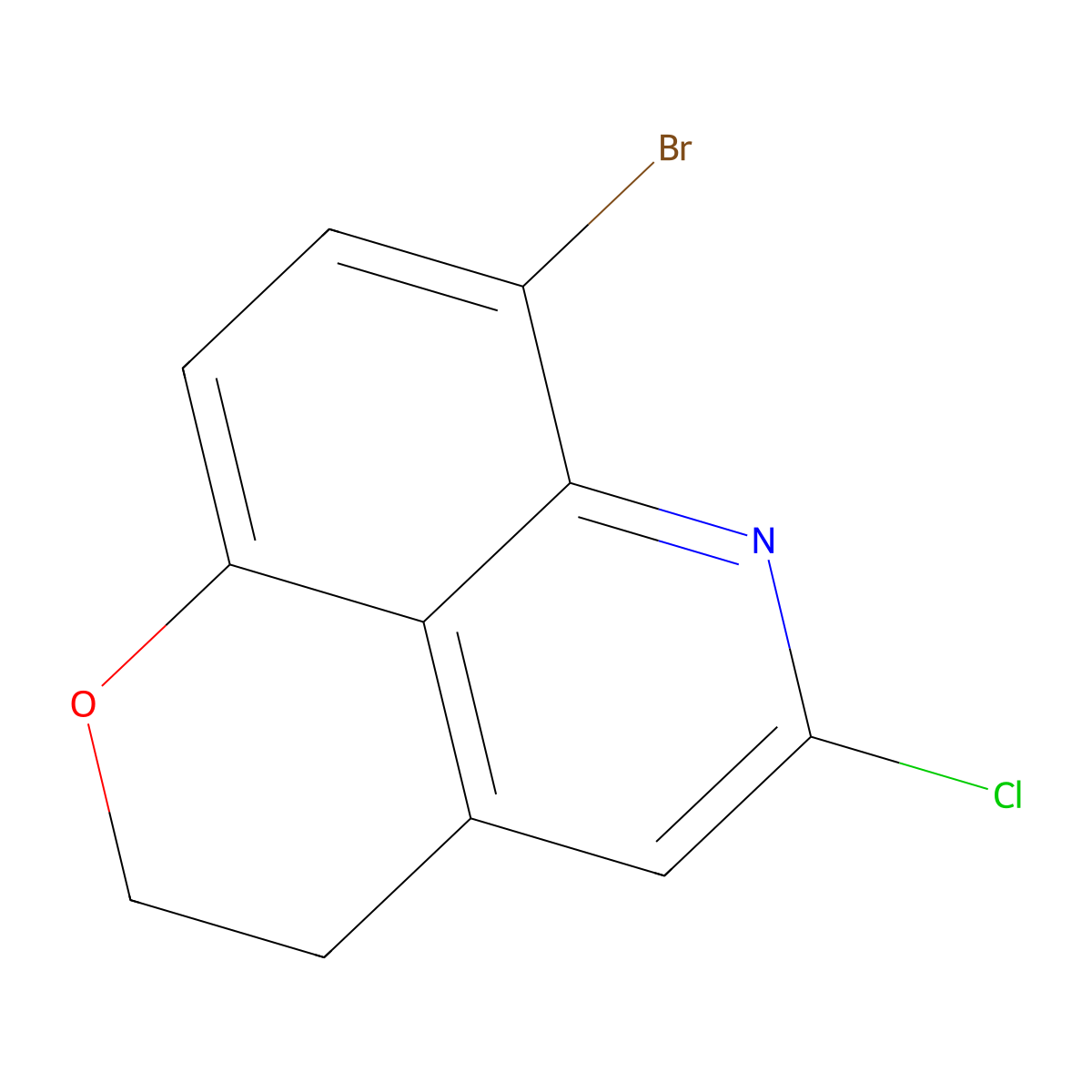 7-Bromo-5-chloro-2,3-dihydropyrano(4,3,2-de)quinoline molecular structure, CAS 1155270-71-5