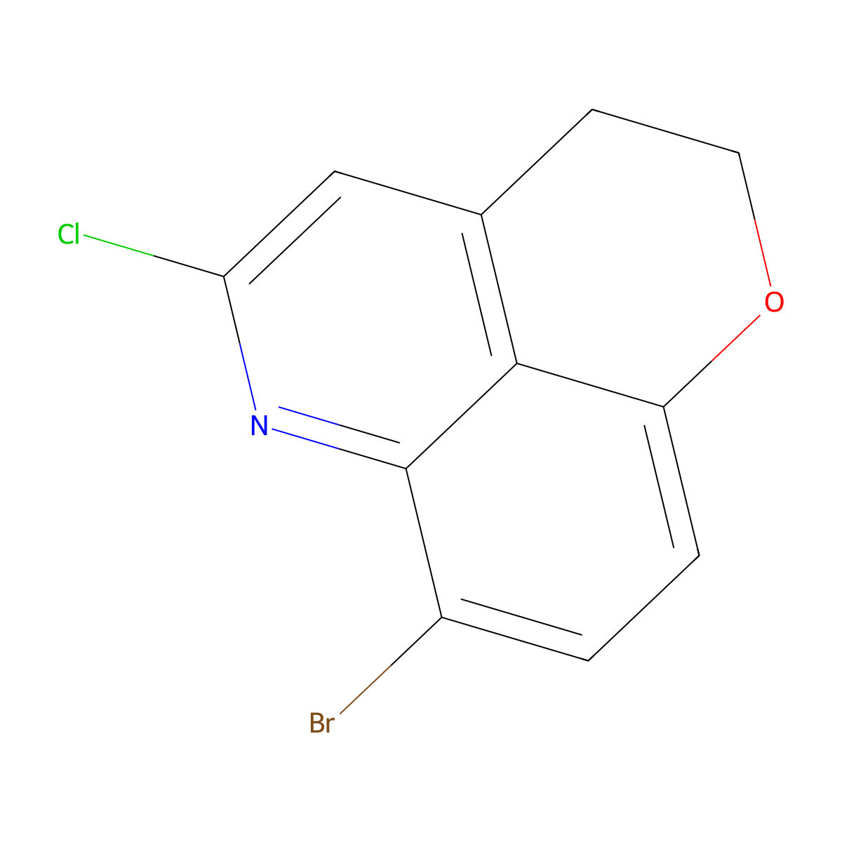 7-Bromo-5-chloro-2,3-dihydropyrano(4,3,2-de)quinoline molecular structure, CAS 1155270-71-5