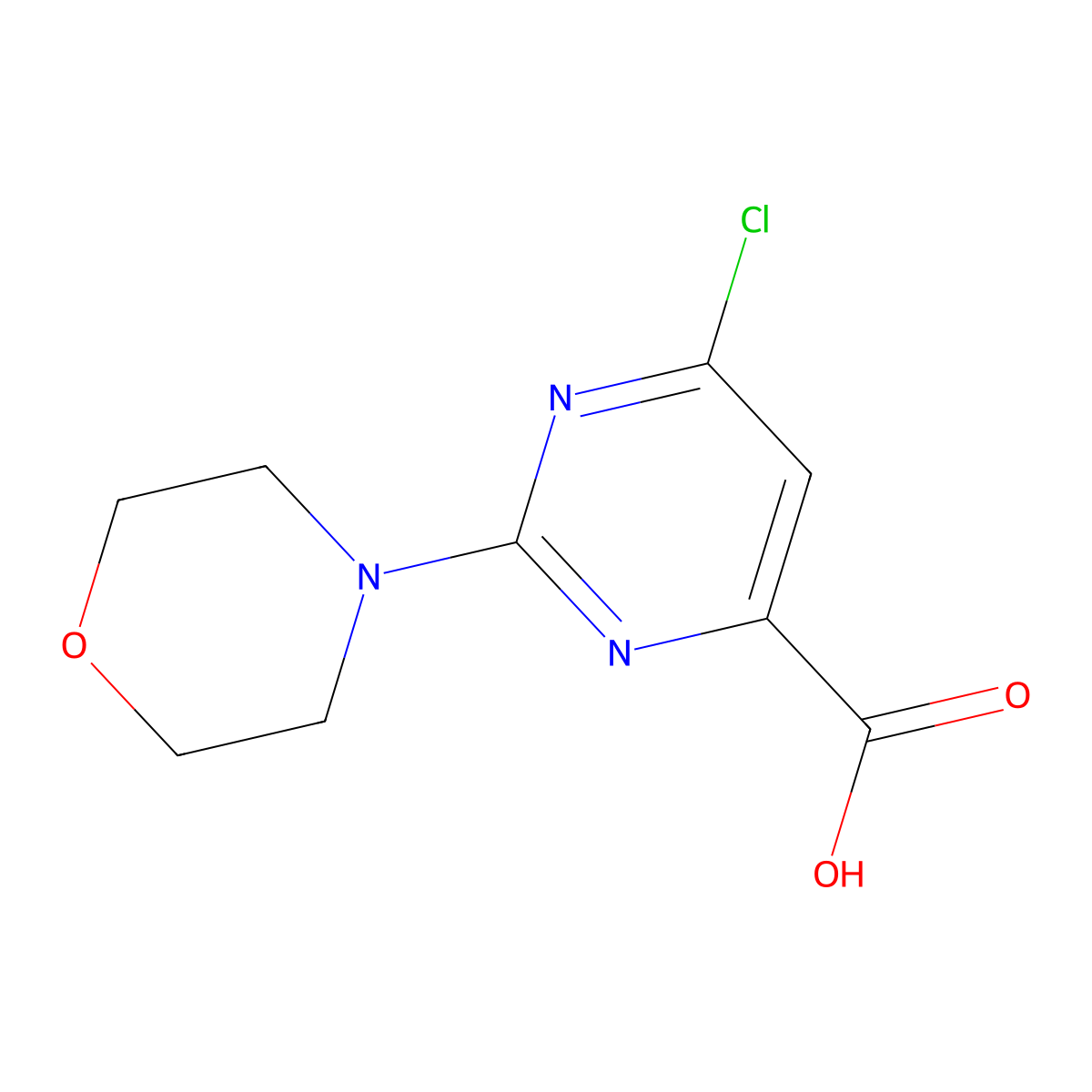 6-Chloro-2-(morpholin-4-yl)pyrimidine-4-carboxylic acid molecular structure, CAS 1155306-31-2