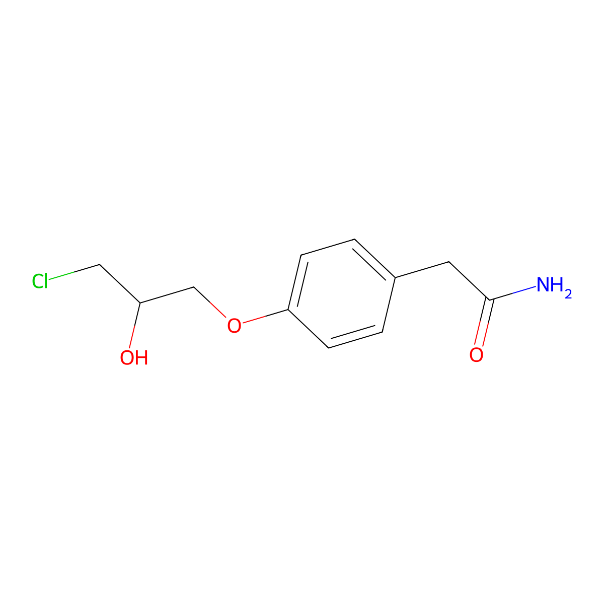 2-(4-(3-Chloro-2-hydroxypropoxy)phenyl)acetamide, (+-)- molecular structure, CAS 115538-83-5
