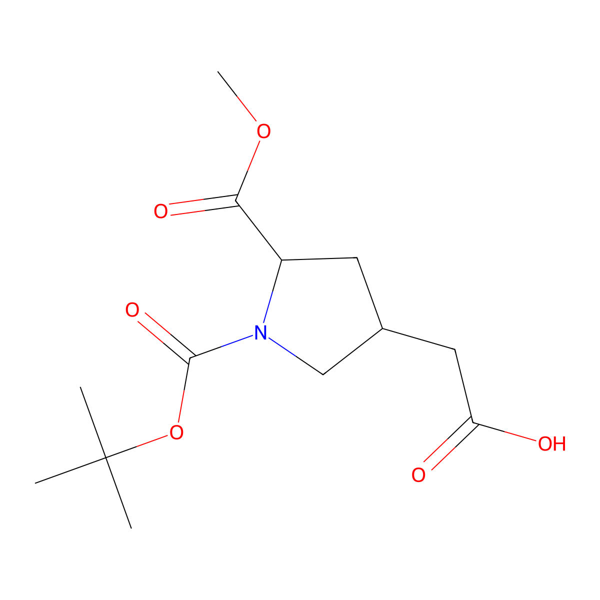 2-[(3R,5S)-1-[(tert-butoxy)carbonyl]-5-(methoxycarbonyl)pyrrolidin-3-yl]acetic acid molecular structure, CAS 115545-78-3