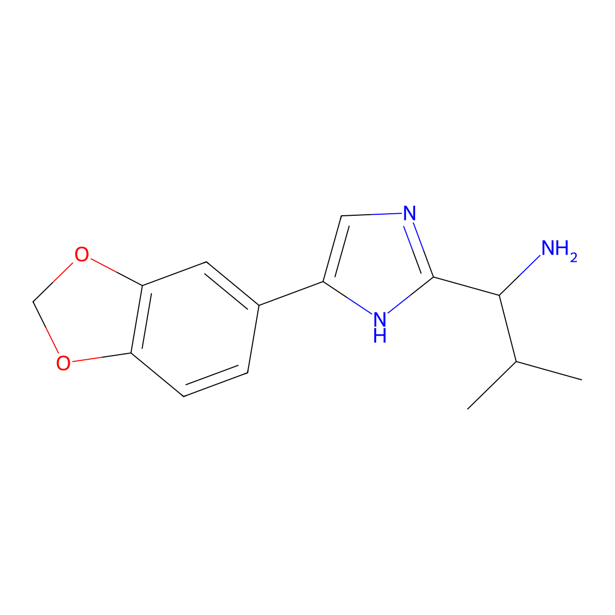 1-[4-(1,3-dioxaindan-5-yl)-1H-imidazol-2-yl]-2-methylpropan-1-amine molecular structure, CAS 1155459-60-1