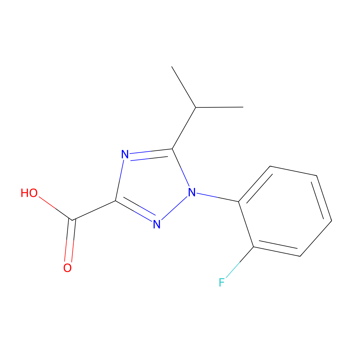 1-(2-fluorophenyl)-5-(propan-2-yl)-1H-1,2,4-triazole-3-carboxylic acid molecular structure, CAS 1155460-50-6