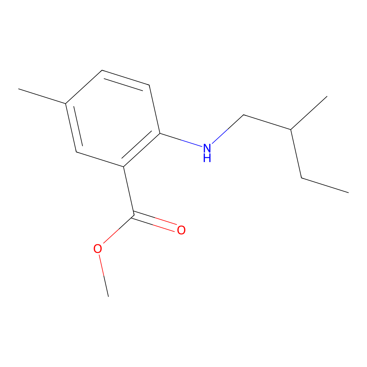 Methyl 5-methyl-2-(2-methylbutylamino)benzoate molecular structure, CAS 1155492-24-2