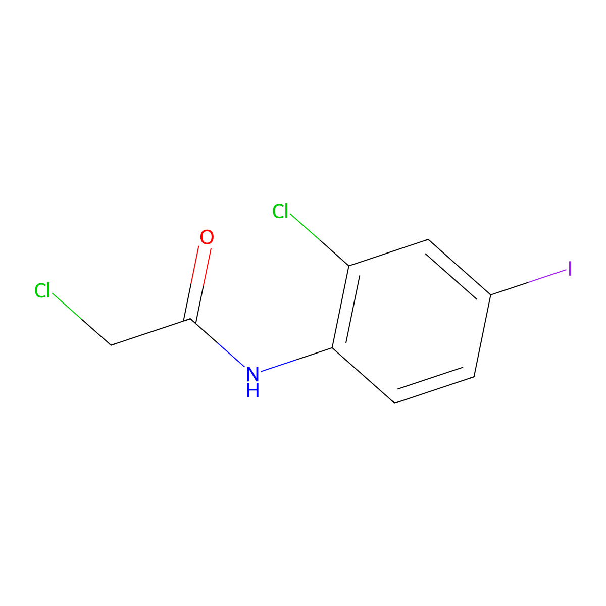 2-chloro-N-(2-chloro-4-iodophenyl)acetamide molecular structure, CAS 1155502-39-8