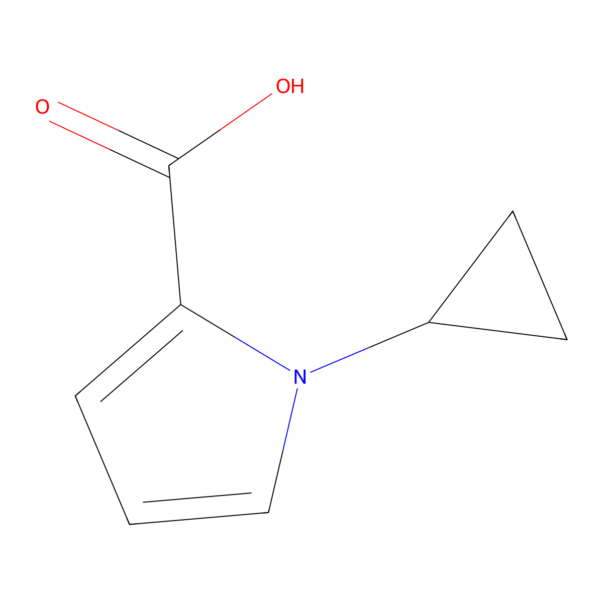 1-cyclopropyl-1H-pyrrole-2-carboxylic acid molecular structure, CAS 1155519-52-0