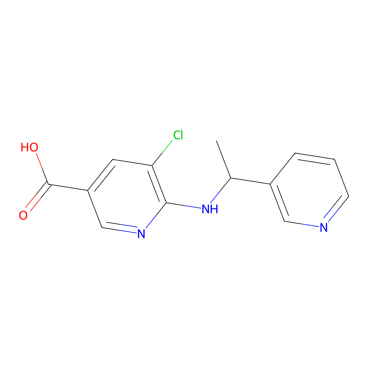 5-Chloro-6-{[1-(pyridin-3-yl)ethyl]amino}pyridine-3-carboxylic acid molecular structure, CAS 1155521-87-1