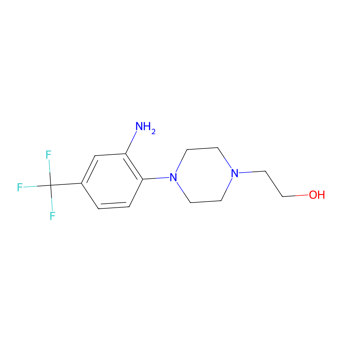 2-{4-[2-Amino-4-(trifluoromethyl)phenyl]-1-piperazinyl}-1-ethanol molecular structure, CAS 1155523-06-0