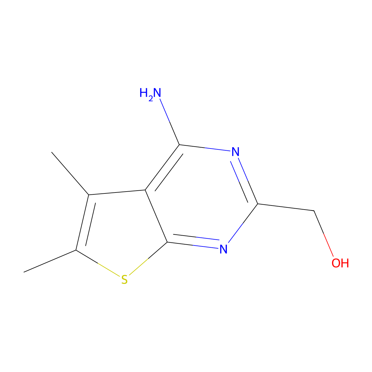 (4-Amino-5,6-dimethylthieno[2,3-d]pyrimidin-2-yl)methanol molecular structure, CAS 1155532-09-4