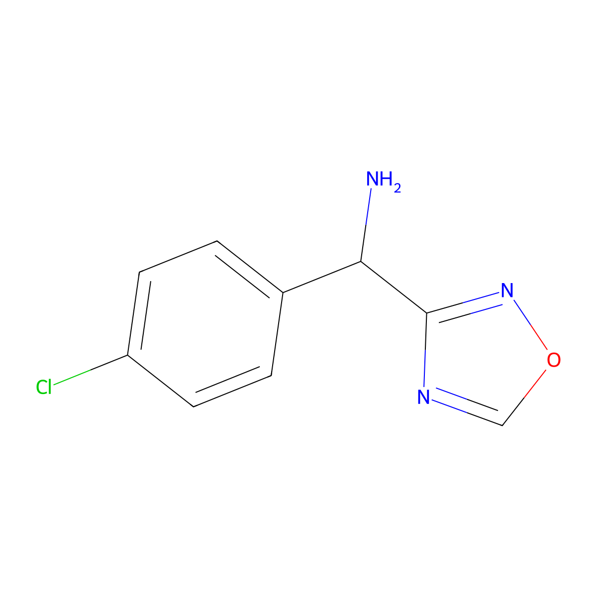 (4-Chlorophenyl)(1,2,4-oxadiazol-3-yl)methanamine molecular structure, CAS 1155532-35-6