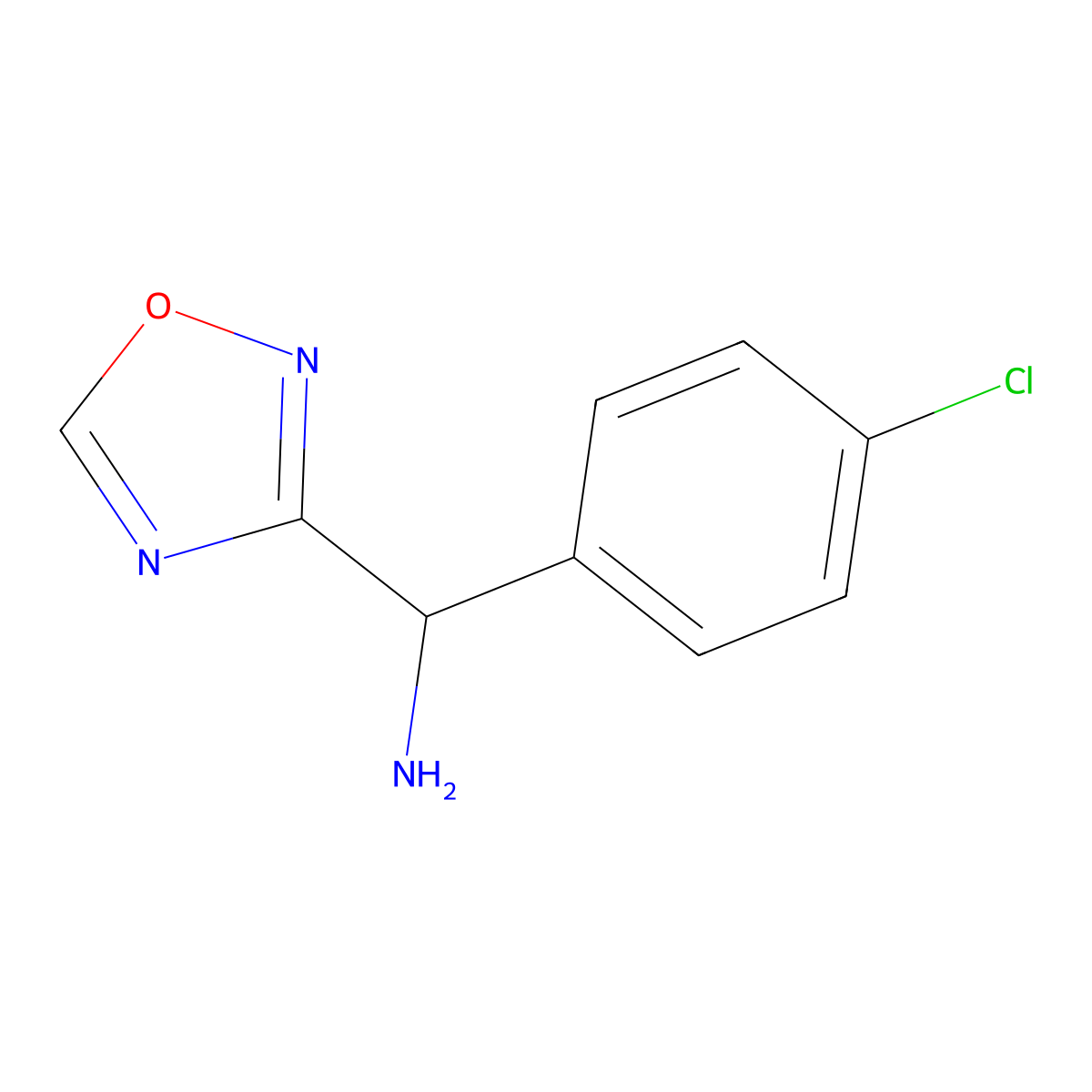 (4-Chlorophenyl)(1,2,4-oxadiazol-3-yl)methanamine molecular structure, CAS 1155532-35-6